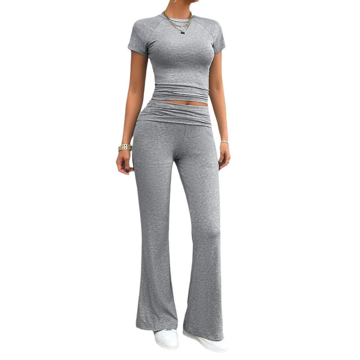 Einfarbig Slim Fit Kurzarm Hosen Anzug