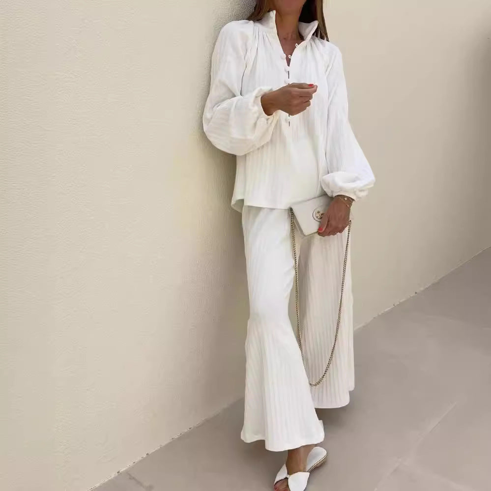 Women's Layering Top Shirt Trousers Suit