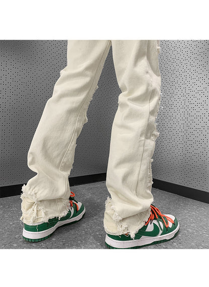 Gefälschte, zerrissene Jeans, schlanke, gerade Bootcut-Hosen für Herren