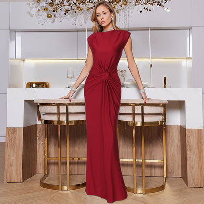 Damenmode Figurbetontes Faltenkleid ohne Ärmel