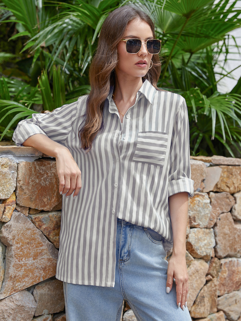 women's cardigan with striped pattern