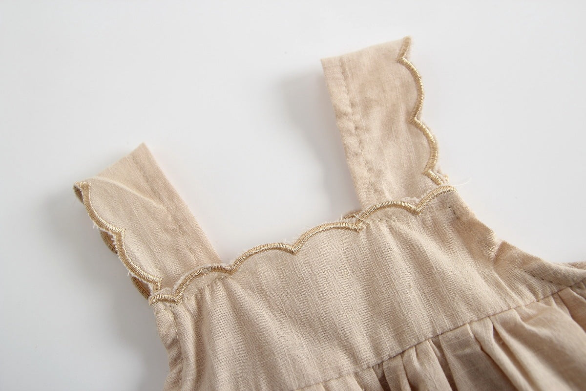 Baby-Strampler im Prinzessinnen-Stil, Kleid mit Trägern, kombiniert als Jumpsuit-Kleid