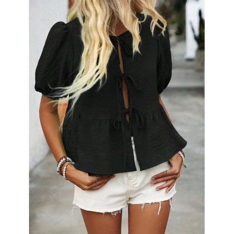 Damen Mode Lässiges Shirt in Uni-Farbe