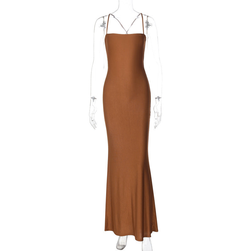 Einfarbiges Röhrenoberteil Kleid mit Rückenfrei