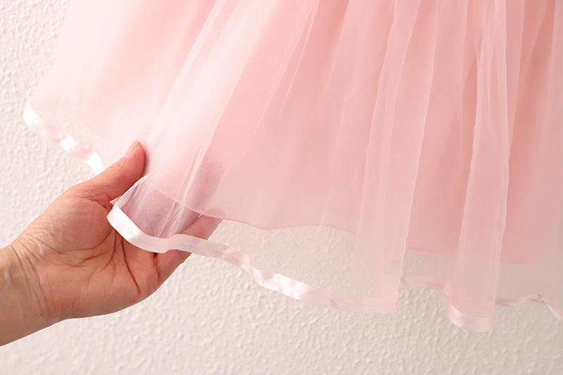 Girls Spring and Autumn New Dress Korean Style Fashionable Princess Dress Fake Two-piece Strap Skirt