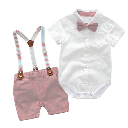 Baby Gentleman-Anzug Baby Strampler mit Lätzchen Zweiteiliges Set