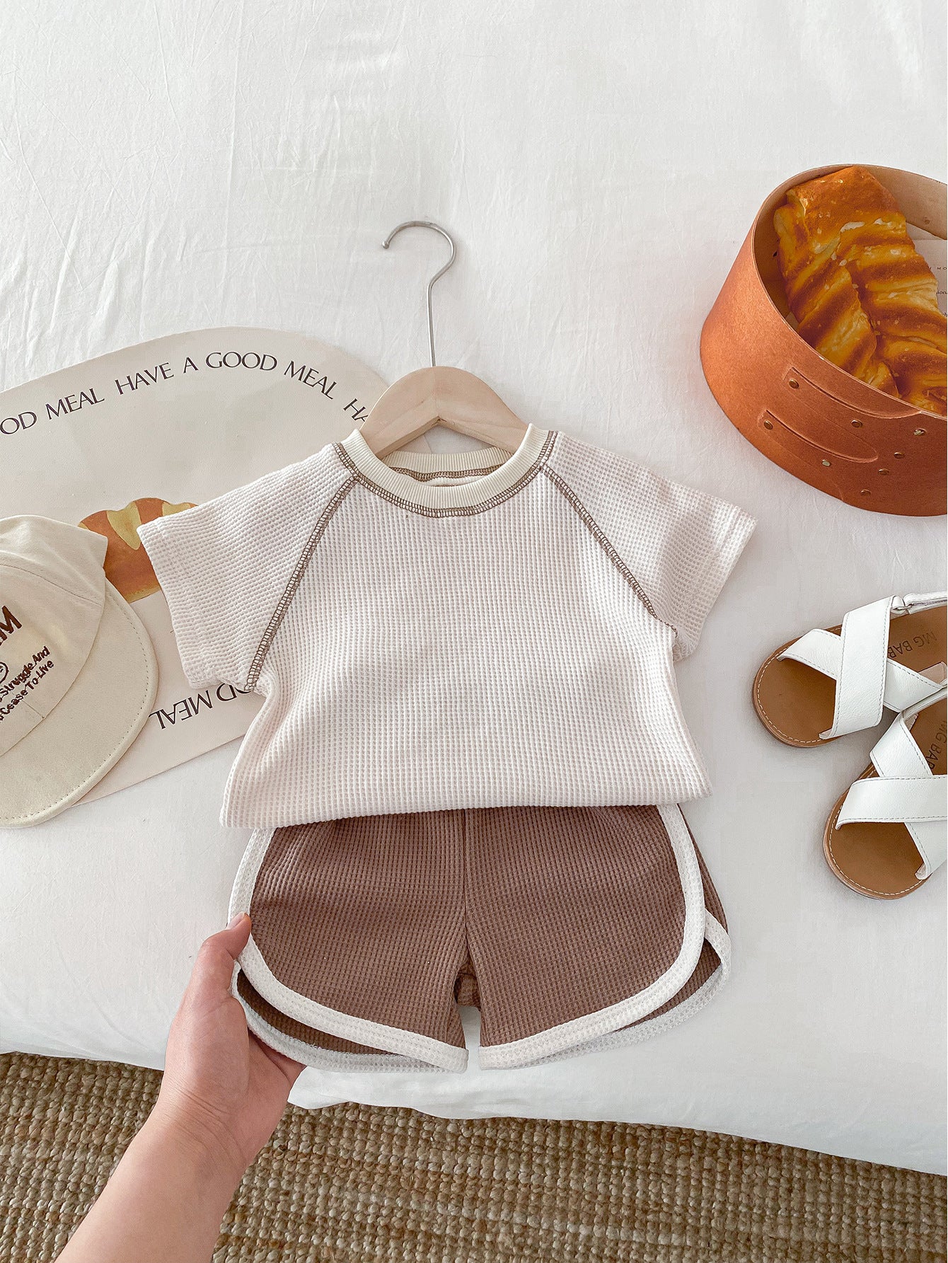 Kleidung für Babys Sommer Unisex Baby Kurzarm Outfit Oberteil und Shorts