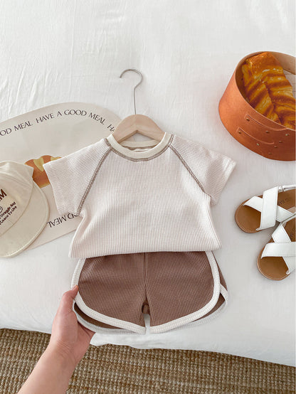Kleidung für Babys Sommer Unisex Baby Kurzarm Outfit Oberteil und Shorts