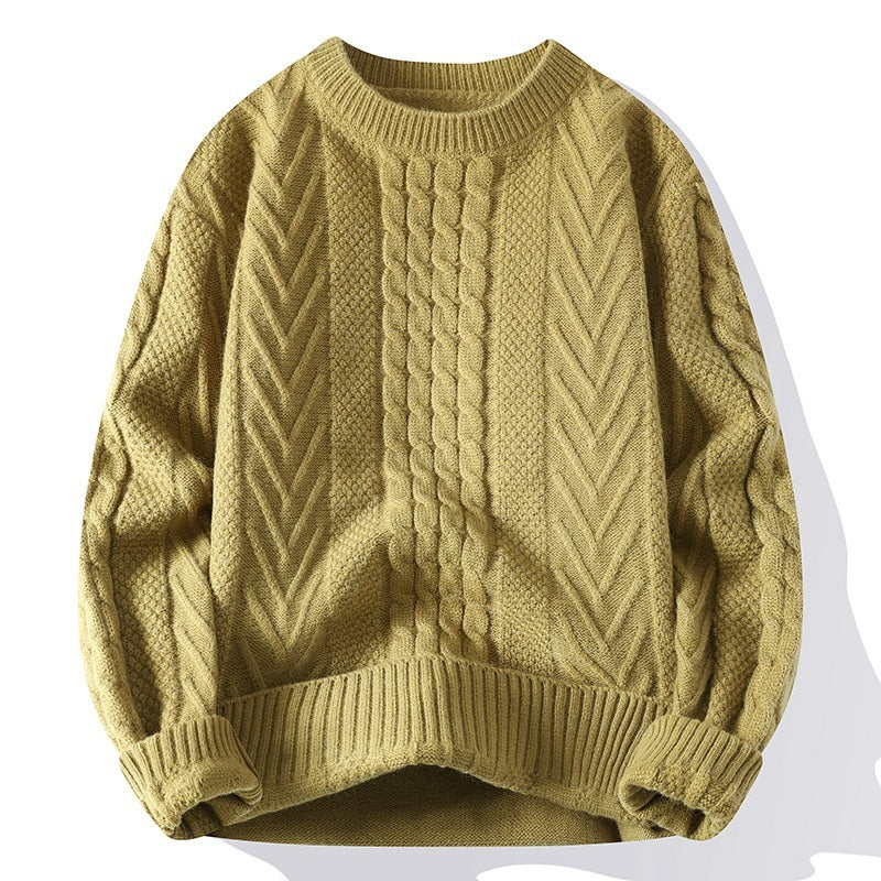 Europäischer und amerikanischer mehrfarbiger Zopfmuster-Pullover