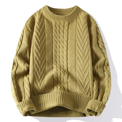 Europäischer und amerikanischer mehrfarbiger Zopfmuster-Pullover