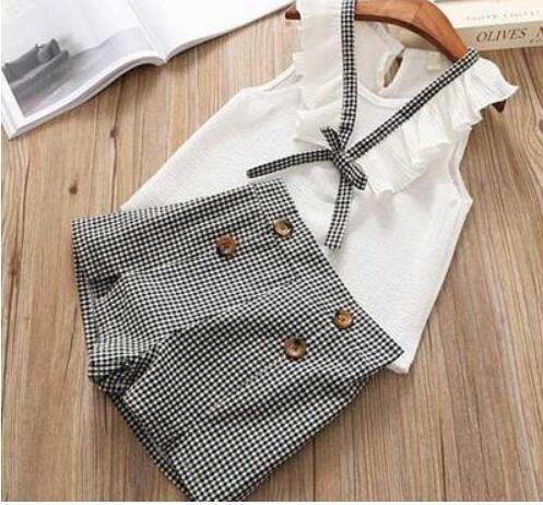Sommer Kinderkleidung Großes Schleifen T-Shirt Shorts Kleidung Set