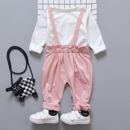 Zweiteiliges Cartoon-Trägeroutfit für Babys und Kleinkinder