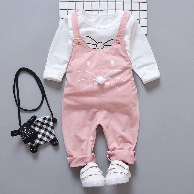 Zweiteiliges Cartoon-Trägeroutfit für Babys und Kleinkinder