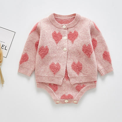 Zweiteiliges Strickcardigan-Jacke mit Trägern