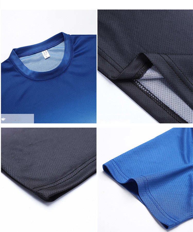Sports Suit Men Round Neck Gradient Short Sleeves Shorts Quick-Drying Running Casual Two-Piece Suit