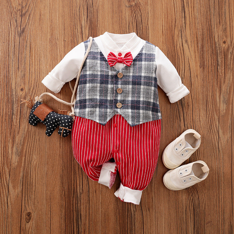 Baby Strampler Frühling und Herbst Modelle Außenhandel Gentleman Baby Kleidung Langarm Baby Kleidung