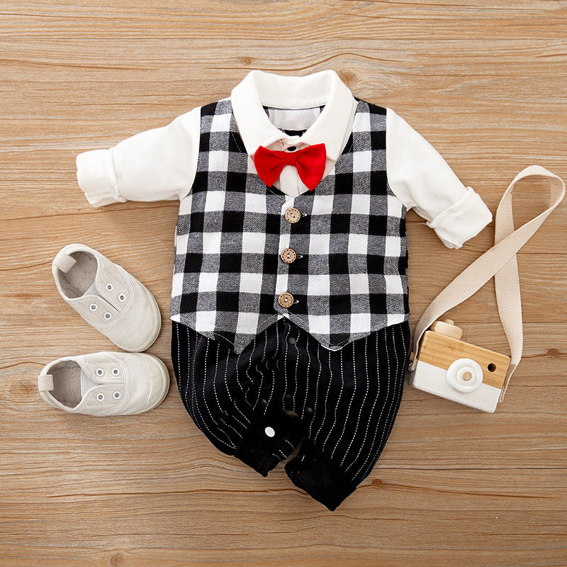 Baby Strampler Frühling und Herbst Modelle Außenhandel Gentleman Baby Kleidung Langarm Baby Kleidung