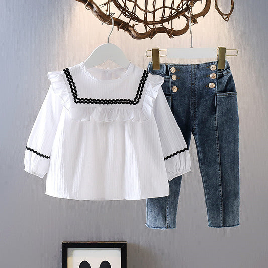 Mädchen Frühling und Herbst Kleidung Jeans Mädchen Neuer Stil