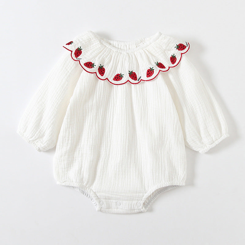 Mädchen Baby-Strampler Einteiler Langarmanzug Herbst Kleine Mädchen Koreanischer Blumen-Romper