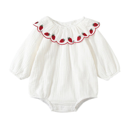 Mädchen Baby-Strampler Einteiler Langarmanzug Herbst Kleine Mädchen Koreanischer Blumen-Romper