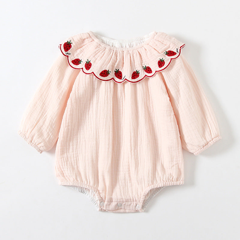 Mädchen Baby-Strampler Einteiler Langarmanzug Herbst Kleine Mädchen Koreanischer Blumen-Romper