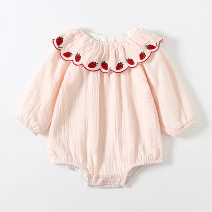 Mädchen Baby-Strampler Einteiler Langarmanzug Herbst Kleine Mädchen Koreanischer Blumen-Romper