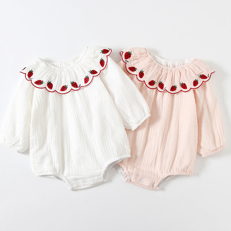 Mädchen Baby-Strampler Einteiler Langarmanzug Herbst Kleine Mädchen Koreanischer Blumen-Romper