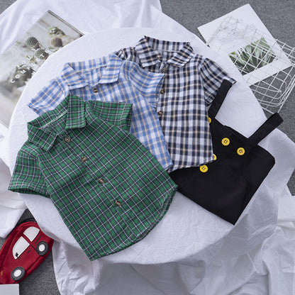 Neuer Sommer Jungen Kinderkleidung Koreanischer Stil Trägeranzug Kurzarm Zweiteiliges Set