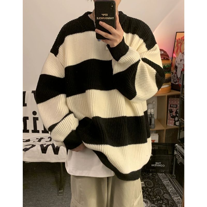 Herren Vintage Streifen Strickmantel