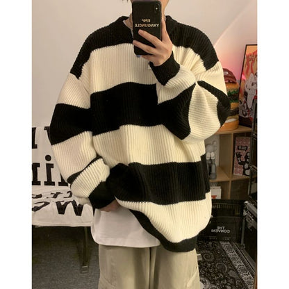 Herren Vintage Streifen Strickmantel