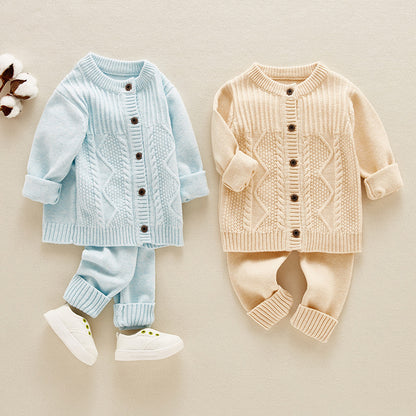 Baby Pullover aus Baumwolle, gestrickter Kinderanzug für 0-2 Jahre, für Jungen und Mädchen