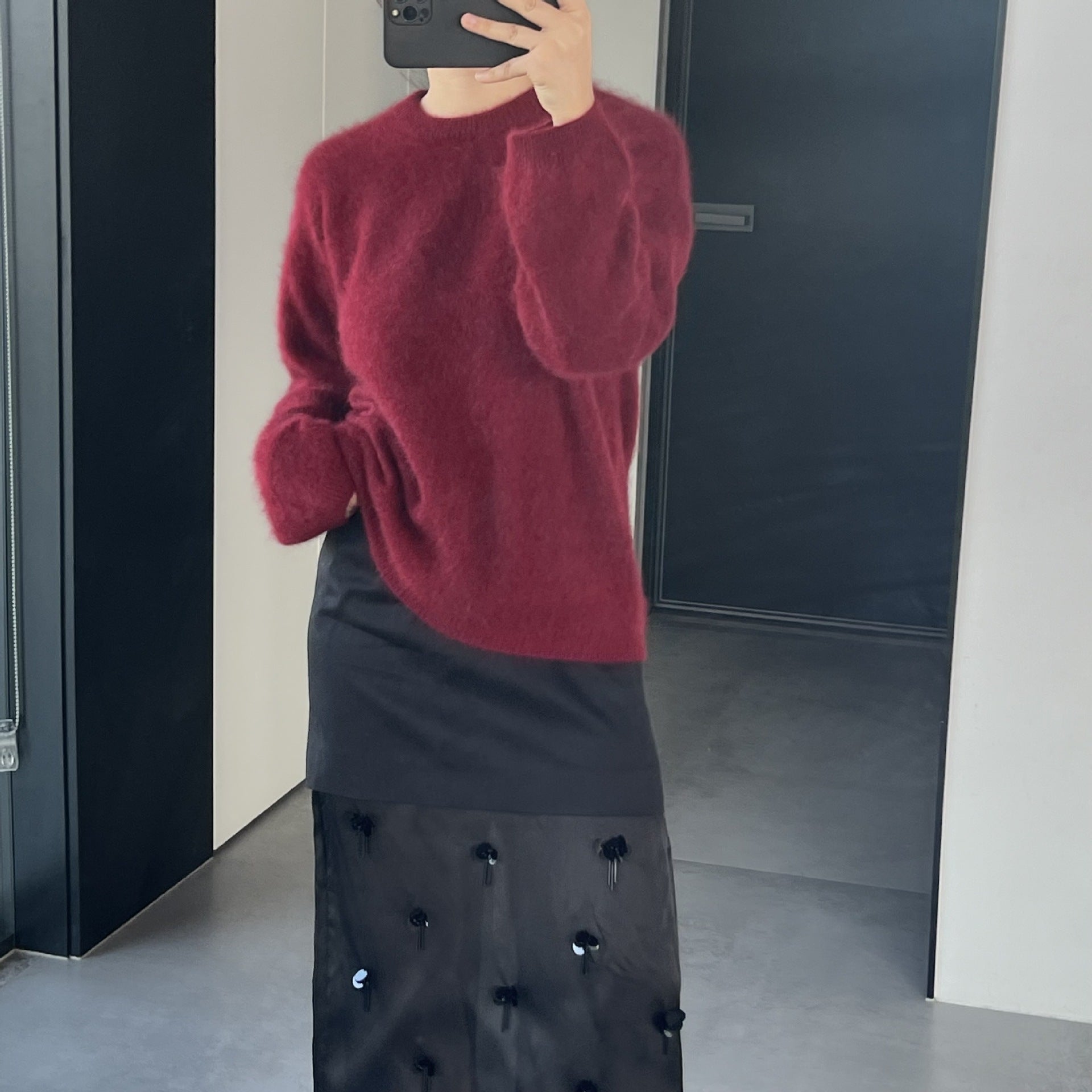 Damen Rundhals Wollbürstenpullover