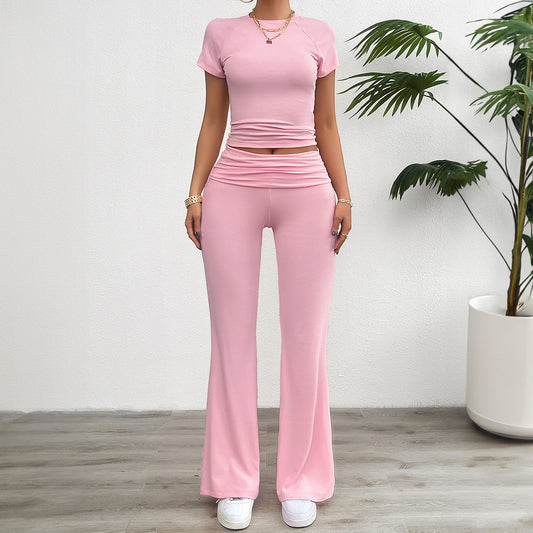 Einfarbig Slim Fit Kurzarm Hosen Anzug