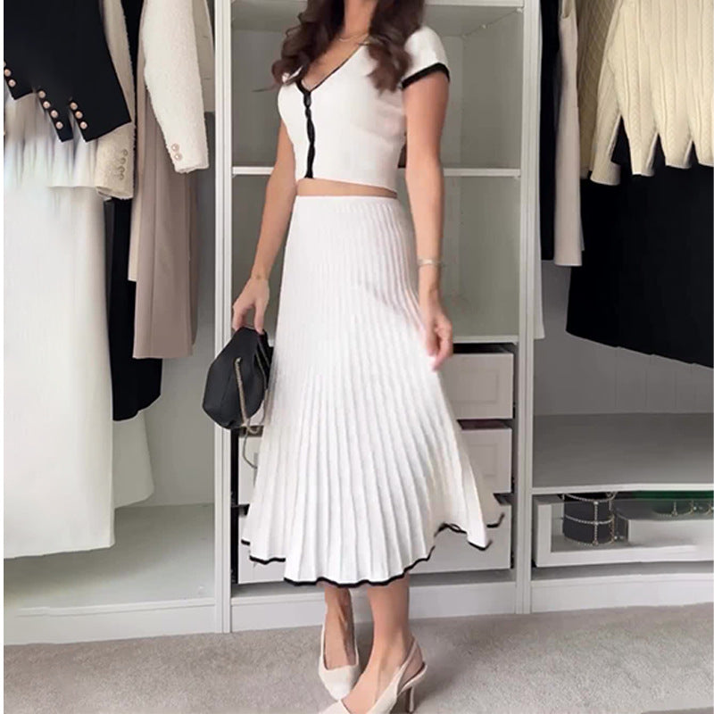 Slim Fit Short Top High Waist Skirt