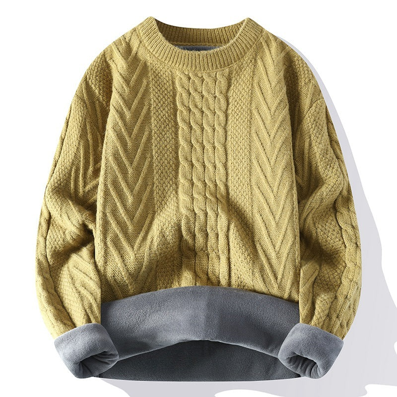 Europäischer und amerikanischer mehrfarbiger Zopfmuster-Pullover