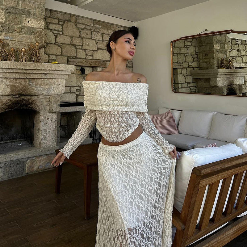 Damen-Top mit Spitze und schulterfreiem Design