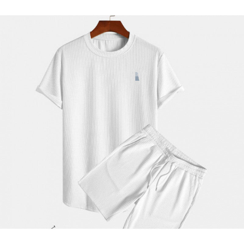 Round Neck Men's Short Sleeve Sports Fashion Loose Two-Piece Suit