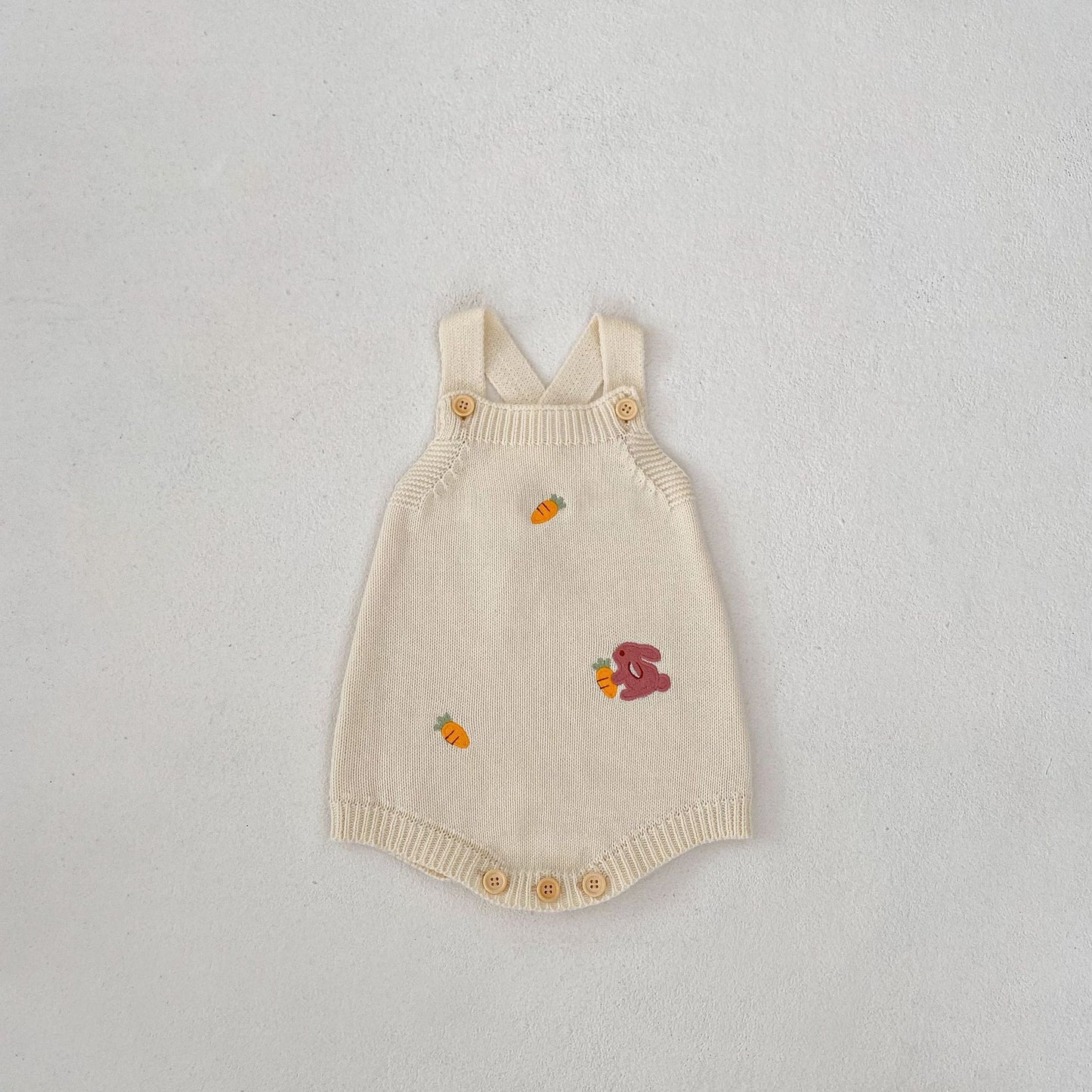 Autumn baby jacket with rabbit and carrot embroidery made of knit