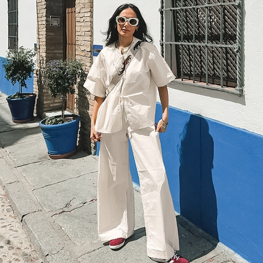 Pure Cotton Tied Fashion Suit Niche Apricot Simple