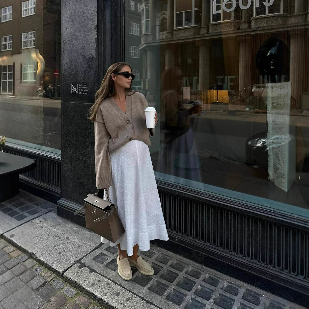 Damen Lazy V-Ausschnitt Strickjacke Top