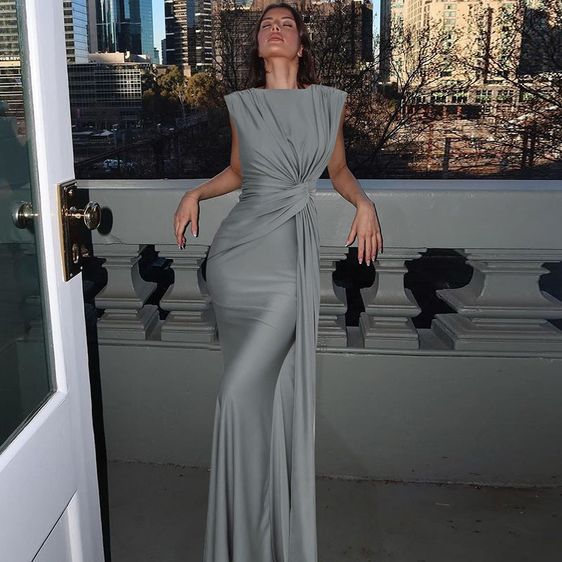 Damenmode Figurbetontes Faltenkleid ohne Ärmel