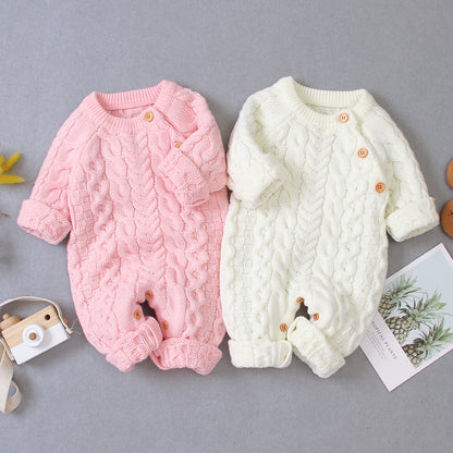 Gestrickter einfarbiger Baby-Strampler