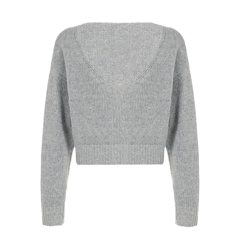European and American casual style solid color sweater casual