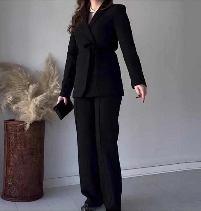 Polo Kragen Schnürung Taille Temperament Twinset