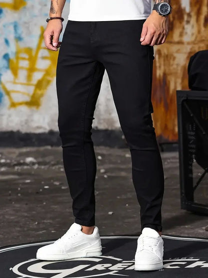 Herren hose Retro-Wasch reiß verschluss Sretch Jeans lässig schlank