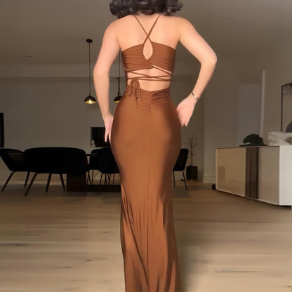 Einfarbiges Röhrenoberteil Kleid mit Rückenfrei