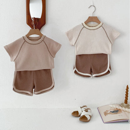 Kleidung für Babys Sommer Unisex Baby Kurzarm Outfit Oberteil und Shorts