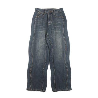 Lose gerade High Street Wave Line gewaschene Jeans