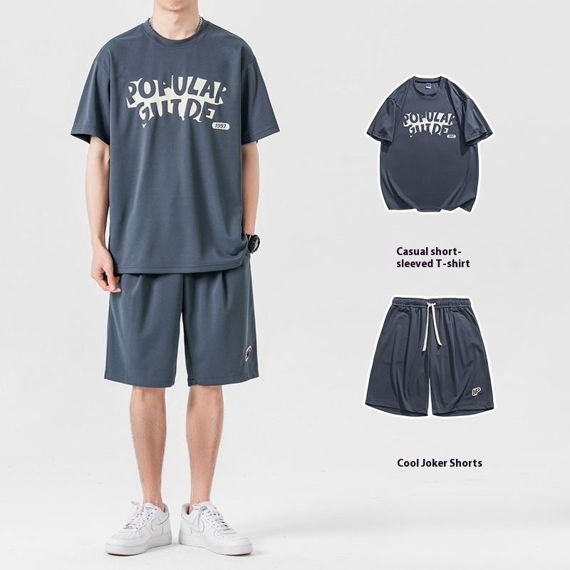 Sports suit summer two-piece with short sleeve and shorts in casual style