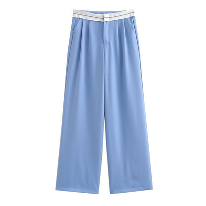 Mehrfarbige High Waist Gerade Hose in Uni- und Kontrastfarben, Lässig